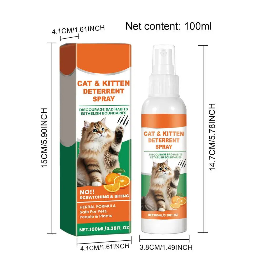 100ml Cat Anti scratch Spray Orange Fragrance Sofa Curtain Protectors Restricted Area Stop Cats Dogs Scratching Pet Training Aid