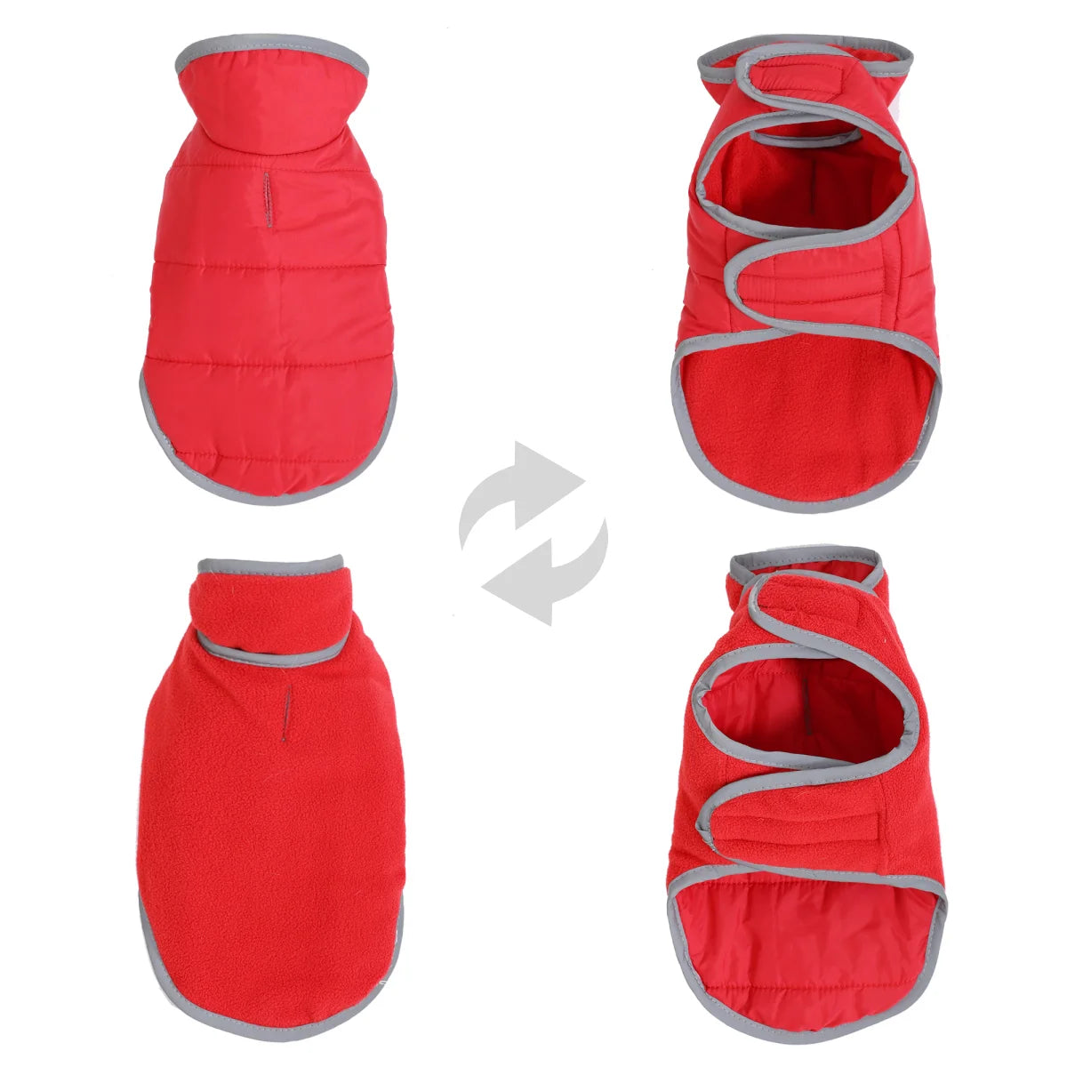 Fleece Warm Pet Clothes For Winter Reversible Cat Jacket With Leash Hole Reflective Waterproof Pets Coat For Puppy Cats Sphynx - Play Paws Toys