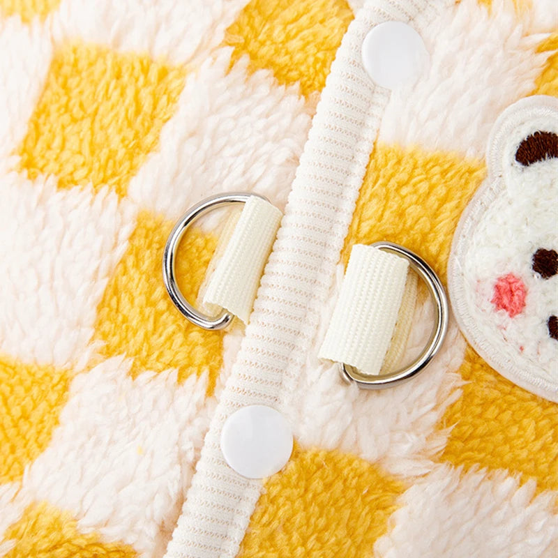 Plush Cat Puppy Button Jacket with Buckle Warm Winter Pet Clothes Cartoon Bear Print Kitten Coat Sphynx Clothing ropa para gato - Play Paws Toys