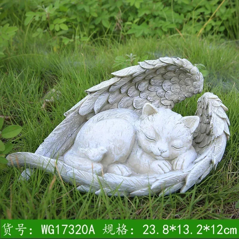 Pet Tombstone Dog Cat Tombstone Memorial Stone Personalized Memorial Stone Resin Statue Creative Angel Dog Cat Ornament
