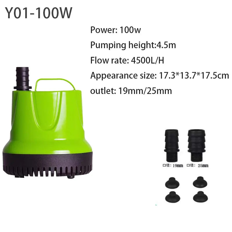 Submersible Water Pump for Fish Tank Pond, Hydroponics Garden Fountain, Ultra-Quiet Waterfall, 6W, 12W, 25W, 60W, 100W 110V-220V