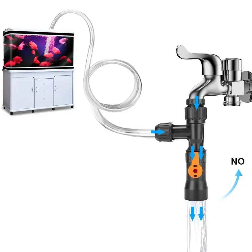Bucket-Free Aquarium Water Changer Fish Tank Cleaning Tools, Siphon Universal Quick Pump Aquarium Water Changing