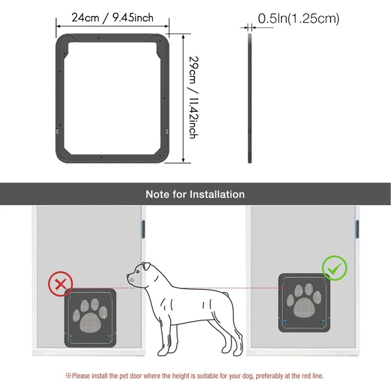 A59T Pet Kitty Dog Door Flap Gate Opener Controlled Entry Electronic Screen Window Protector Wall Mosquito Net(Small:24cmx29cm) - Play Paws Toys