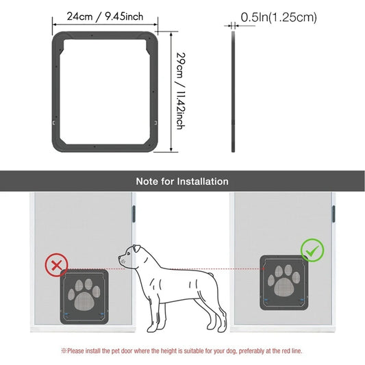 A59T Pet Kitty Dog Door Flap Gate Opener Controlled Entry Electronic Screen Window Protector Wall Mosquito Net(Small:24cmx29cm) - Play Paws Toys