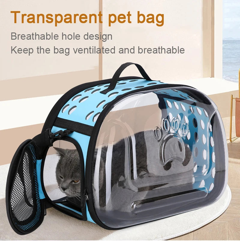 Transparent Foldable Outdoor Pet Travel Carrier Bag Handbag Puppy & Kitten Capsule Transparent Portable Shoulder Strap Bag - Play Paws Toys