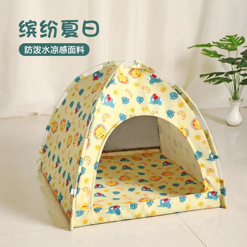 Pet Tent Bed Removable Cat Sofa Basket Canvas Semi-enclosed Cat House Dog Cave Hut Cat Sleeping Bed for Room Decor Pet Supplies - Play Paws Toys