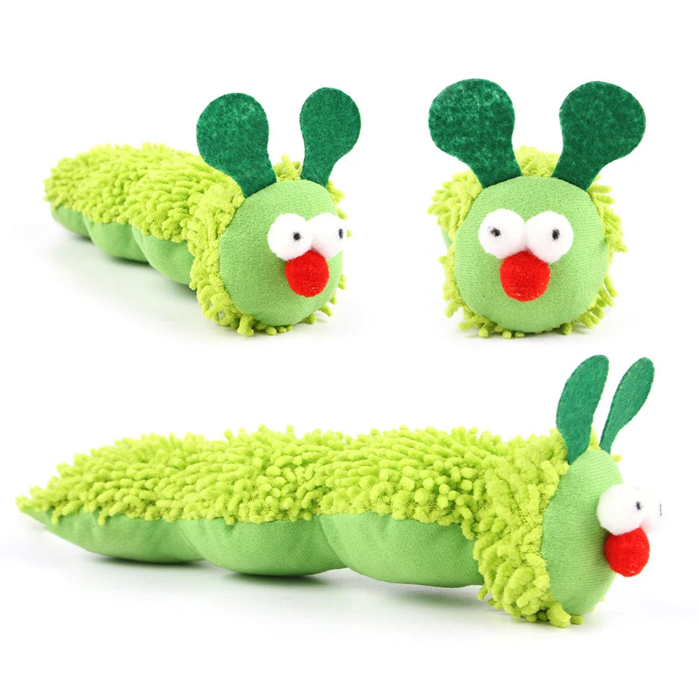 Caterpillar Cat Chew Toy, Plush Interactive Kitten Teething Toy with Catnip, Silvervine Dental Teeth Cleaning for Indoor Cats