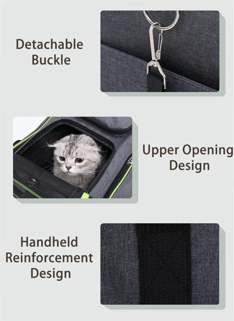 Cat Bag Foldable Large Capacity Cat Outdoor Car Expansion Portable Pet Handbag Breathable Diagonal Cross Bag for Cats and Dogs - Play Paws Toys