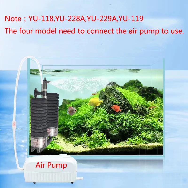 Black Aquarium Filter With Pump For Fish Tank Air Pump Skimmer Biochemical Sponge Filter Aquarium Bio Filters Filtro Aquario