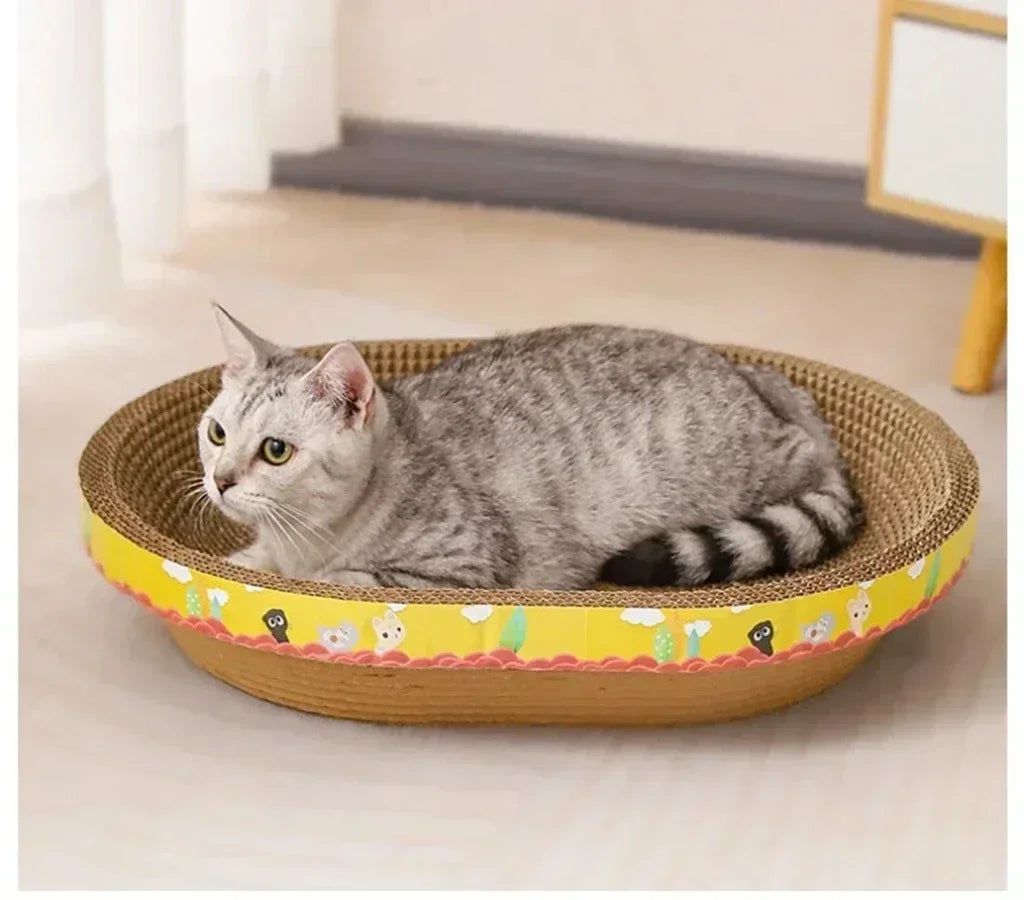 Cat Scratching Board Protect Furniture Grinding Claw Toys Oval Corrugated Paper Wear-resistant Cat Nest Cat Accessories - Play Paws Toys