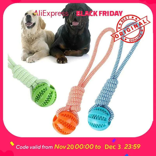 Interactive Dog Toy Tug Rope, Treat Dispenser Ball, Chew Toy for Large Breeds, Durable & Dental Health (Colors Vary)
