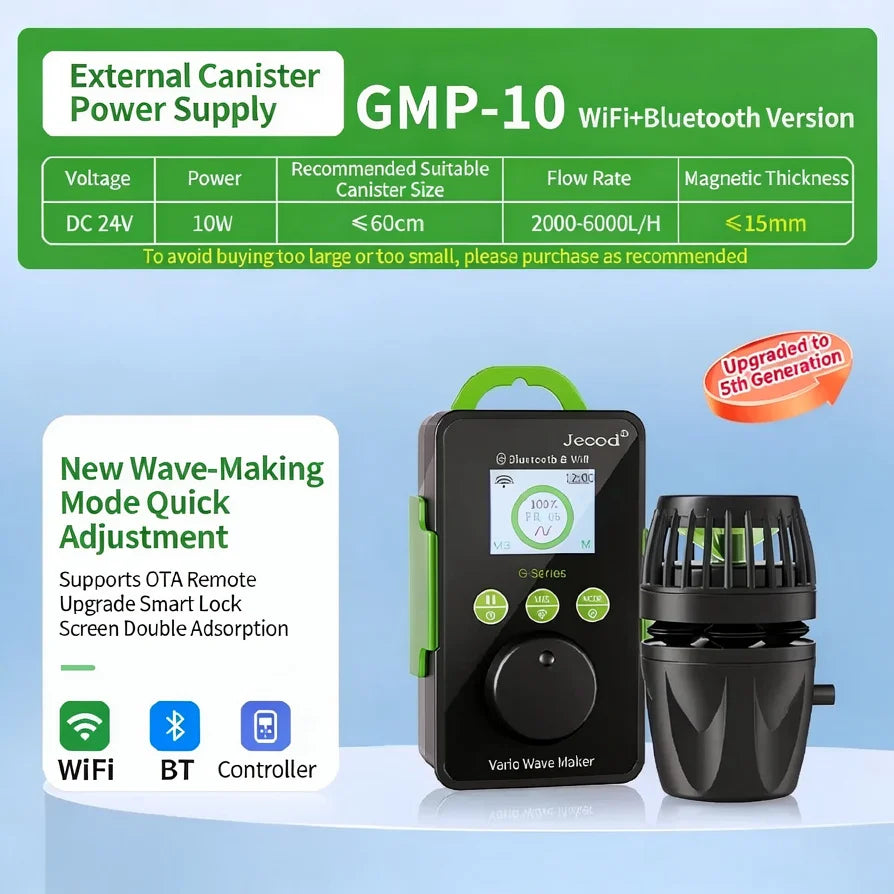 Jecod Jebao New GMP Series Cordless Aquarium Vario Wavemaker Pump WIFI Bluetooth APP Controlled for Marine Coral Reef Fish Tank