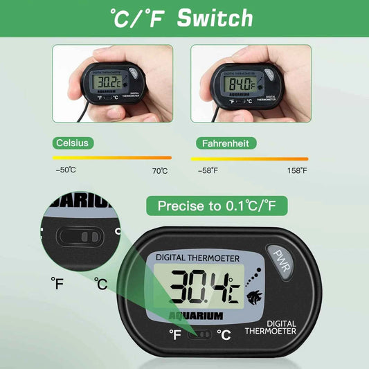 2/4pcs Fish Tank Thermometer with Suction Cup Temperature Sensor LCD Digital Aquarium Water Temp Detector Aquatic Tool