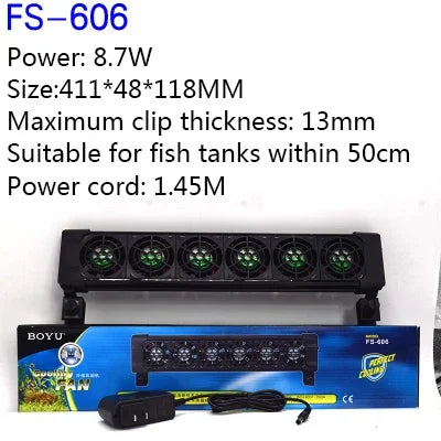 BOYU Aquarium fish tank automatic temperature control fan tank cooling aquarium fan water cooling mute 1 2 3 4 5 6