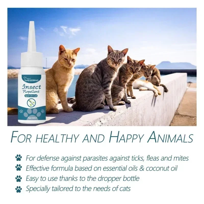 YEGBONG 50ml Pet Flea Tick Repellent for Cat Dogs Topical Parasite Control Skin Cleansing Lice Tick Drops Fast Acting Waterproof