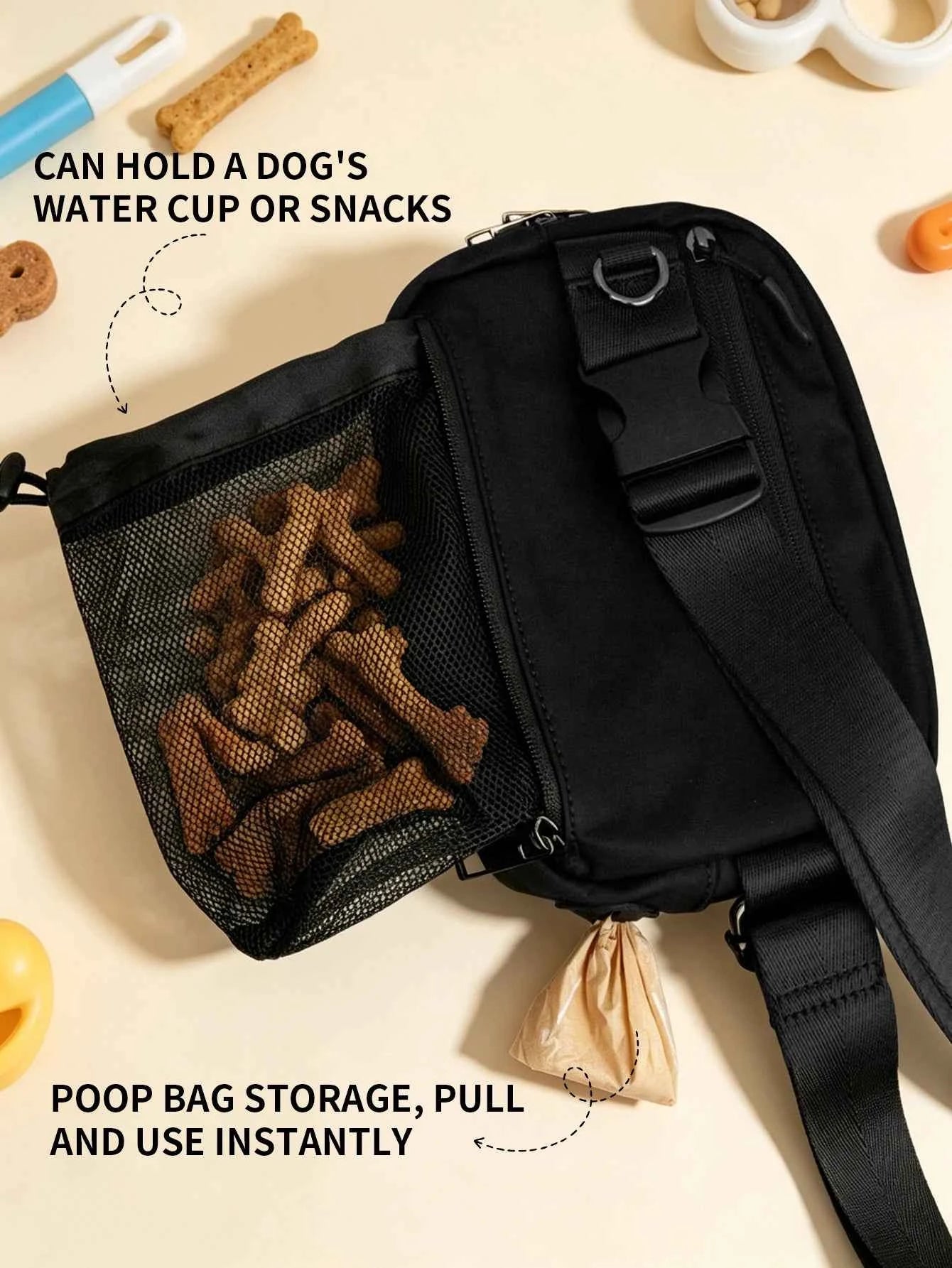 Custom Crossbody Dog Walking Fanny Pack, Adjustable Waist Belt, Daily Waist Bag With Poop Bag Dispenser,