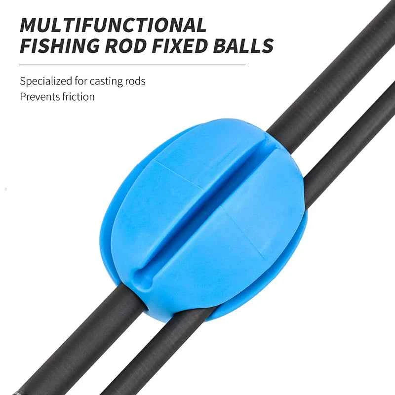 6 PCS Silicone Fishing Rod Holder Ball Straps 5 Hole Lightweight Fishing Tackle Ties Organizer Storage Racks Fishing Accessories