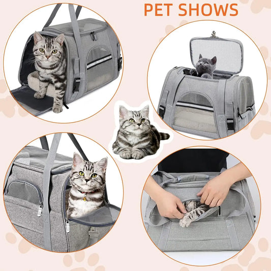 Pet Carrier Bag Airline Approved Up for Cats and Dogs Up to 20LBs, Soft Cat Carrier Dog Carrier Travel Kitten Carrier with Mat - Play Paws Toys