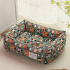 Plaid Printing Soft Removable&Washable Dog Bed Fabric Skin-Friendly Cotton&Linen Breathable Pet Sofa Square Cat Litte Dog Bed