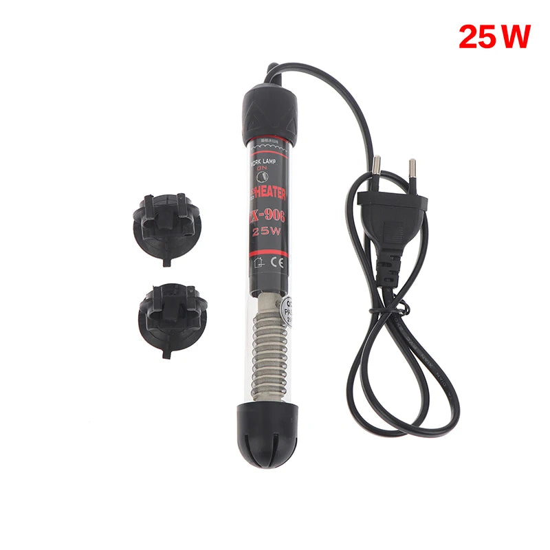 [E] EU Plug Adjustable Temperature Thermostat Heater Rod Glass Aquarium Heater 25-300W Submersible Fish Tank Water Heating Rod