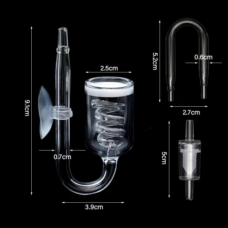 Glass/Acrylic Co2 Diffuser Aquarium Spiral Carbon Dioxide Atomizer Diffuser with Suction Cup for Aquarium Fish Tank Accessories