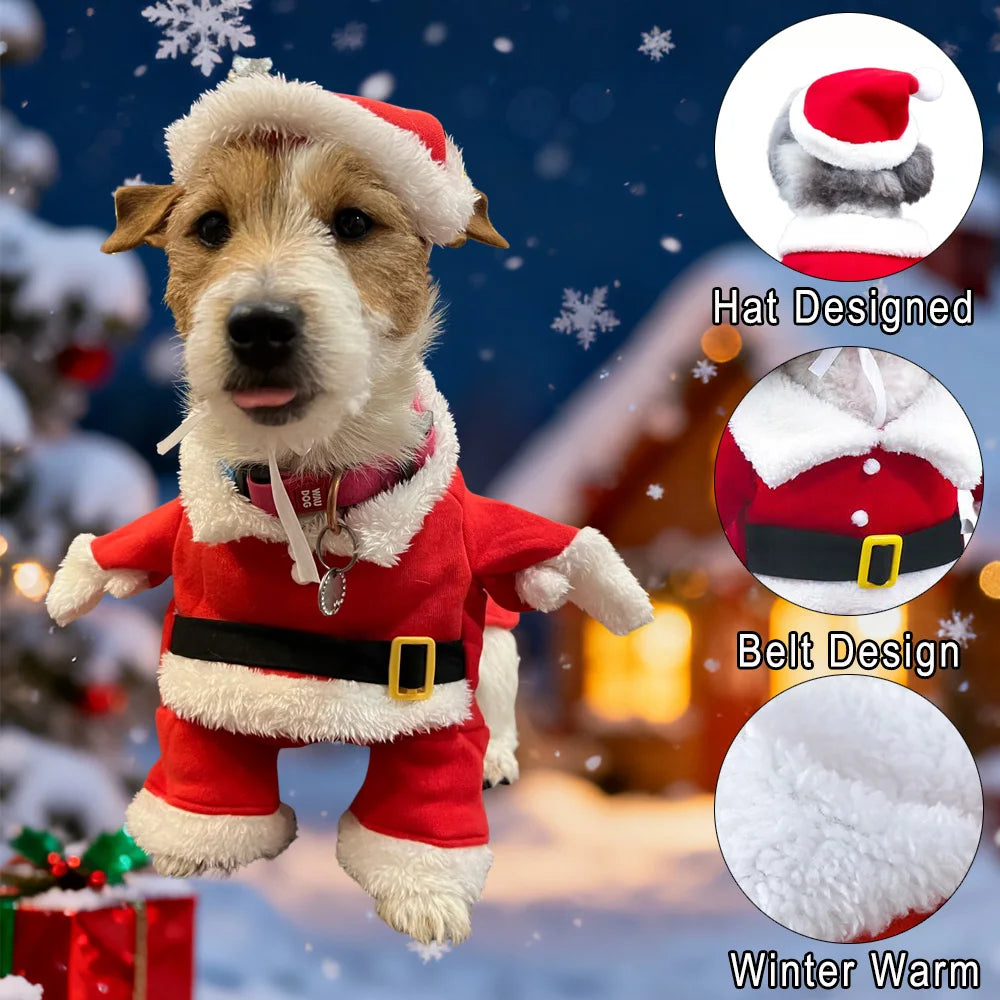 Christmas Dog Santa Claus Outfits For Small Medium Dogs Funny Cosplay Costume Cat Clothing Dressed Up Yorkshire Pug Pet Clothes