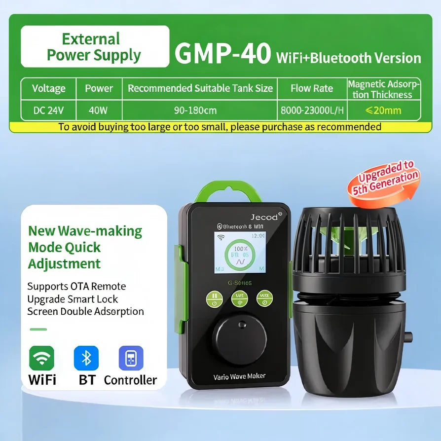 Jecod Jebao New GMP Series Cordless Aquarium Vario Wavemaker Pump WIFI Bluetooth APP Controlled for Marine Coral Reef Fish Tank