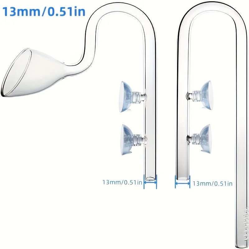 High Borosilicate Glass Lily Pipe Inflow Outflow - Fish Tank Water Surface Skimmer Filter for Crystal Clear Planted Aquariums