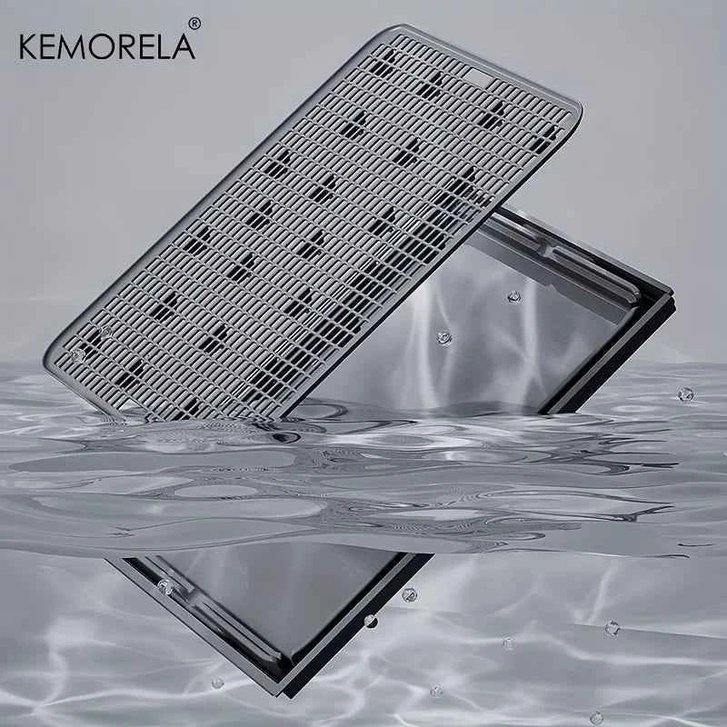 KEMORELA EXtra Large Stainless Steel Cat Litter Box with Lid - Enclosed LitterPan High-Sided Resistant Leak-Proof Cat Litter Mat