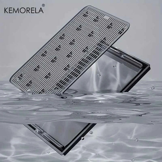 KEMORELA EXtra Large Stainless Steel Cat Litter Box with Lid - Enclosed LitterPan High-Sided Resistant Leak-Proof Cat Litter Mat