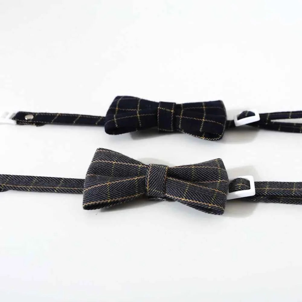 Pet Accessories for Dogs Cats Bowtie British Style Puppy Plaid Tie Breakaway Bowknot Collar for Small Dog Cat Gentleman Costume