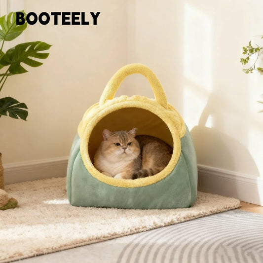 Cute Cat Beds for Indoor Cats Large Cat Cave Bed with Removable Washable Cushioned Pillow, Cozy Kitten Tent with Non-Slip Bottom - Play Paws Toys
