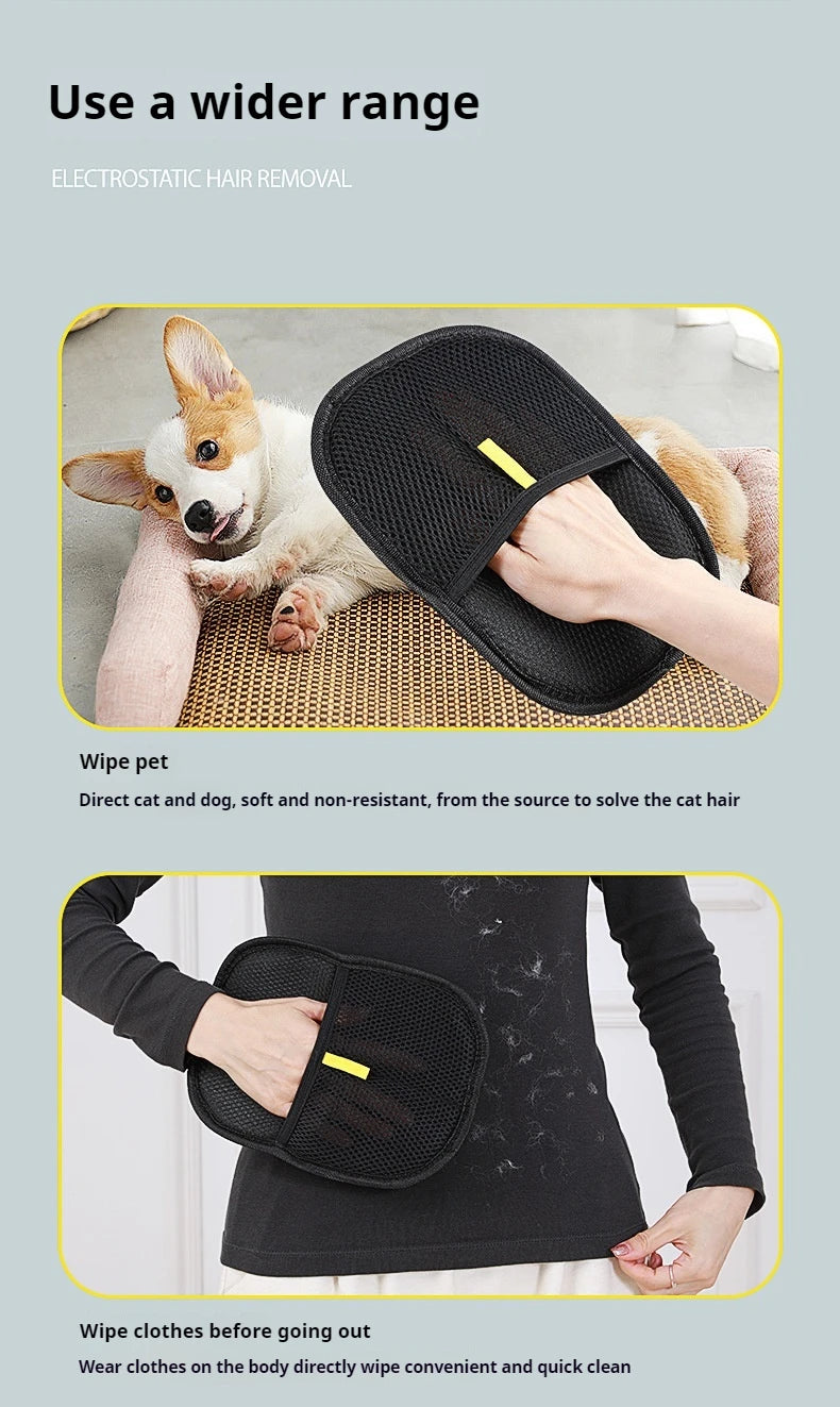 Pet hair glove removal Cat Grooming Reusable Electrostatic Dedusting Brush Dog Hair Remover for Couch Carpet Clothes Washable