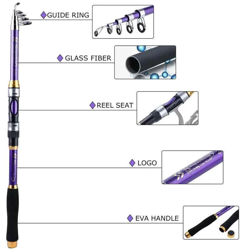 Sougayilang 1.8-3.3M Telescopic Fishing Rods 6-8 Sections Ultralight Glass Fiber Carp Fishing Rods Spinning Pole Fishing Tackle