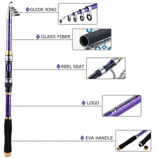 Sougayilang 1.8-3.3M Telescopic Fishing Rods 6-8 Sections Ultralight Glass Fiber Carp Fishing Rods Spinning Pole Fishing Tackle
