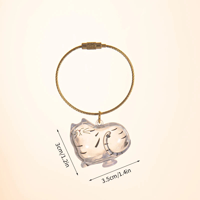 Cat Hair Memorial Storage Keychain Cat Fur Container Pets Cat Fur Collector Capsule Keyring Kitty Hair Hanging Pendants