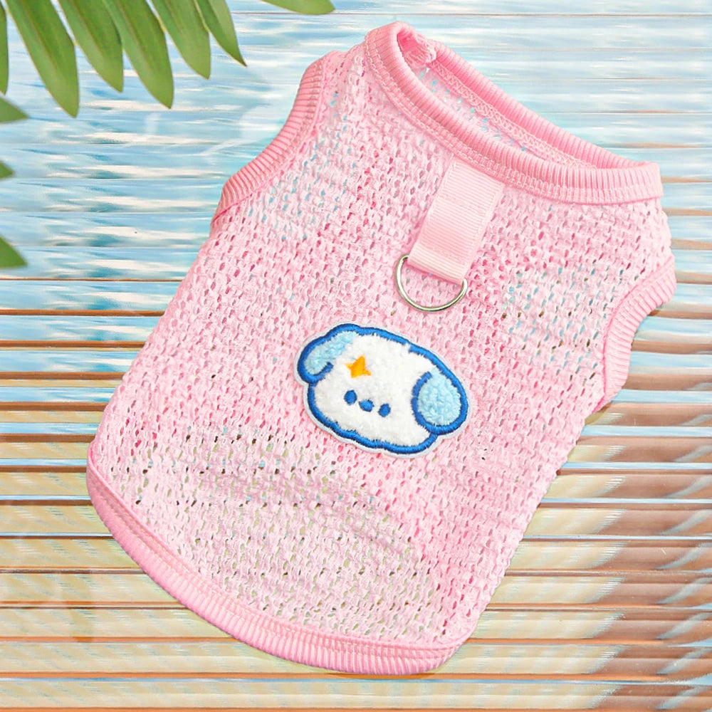 Cute Dog Cooling Vest Solid Breathable Mesh Thin Small Dog Summer Clothes  Bichon Medium Cat T Shirts Clothing Puppy Undershirt