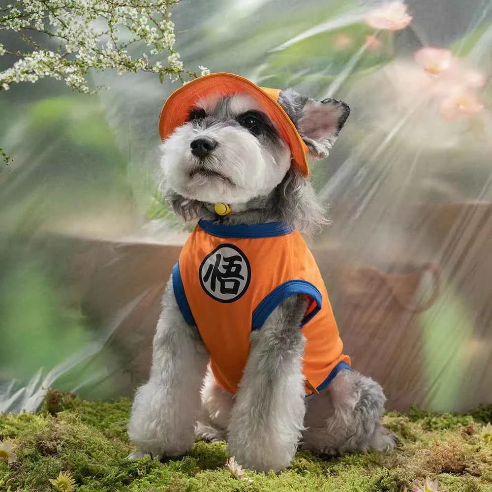 Goku Symbol Dog Tank Top Single Sided 2D Print Blouse Sleeveless Cool and Breathable Pet Vest for Small Medium Large Dogs Gift