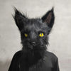 Latex with Fur Black Cat Cosplay Mask Scary Helmet Animal Funny Costume Hood Hair Mask Headwear Adult Halloween Party Props