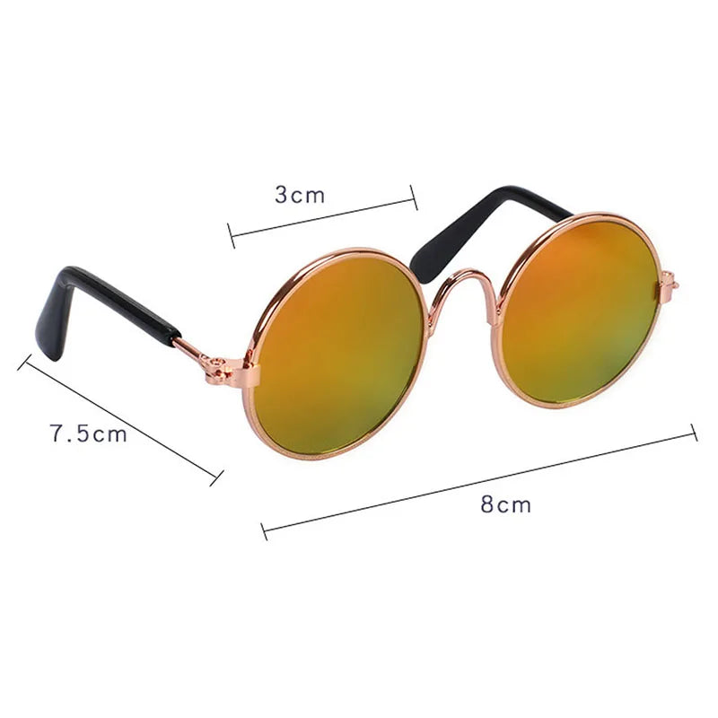 Puppy Dog Sunglasses Anti-skid Round Metal Cat Classic Retro Sunglasses Hippie Cute and Funny Pet Glasses Cosplay Party Costume