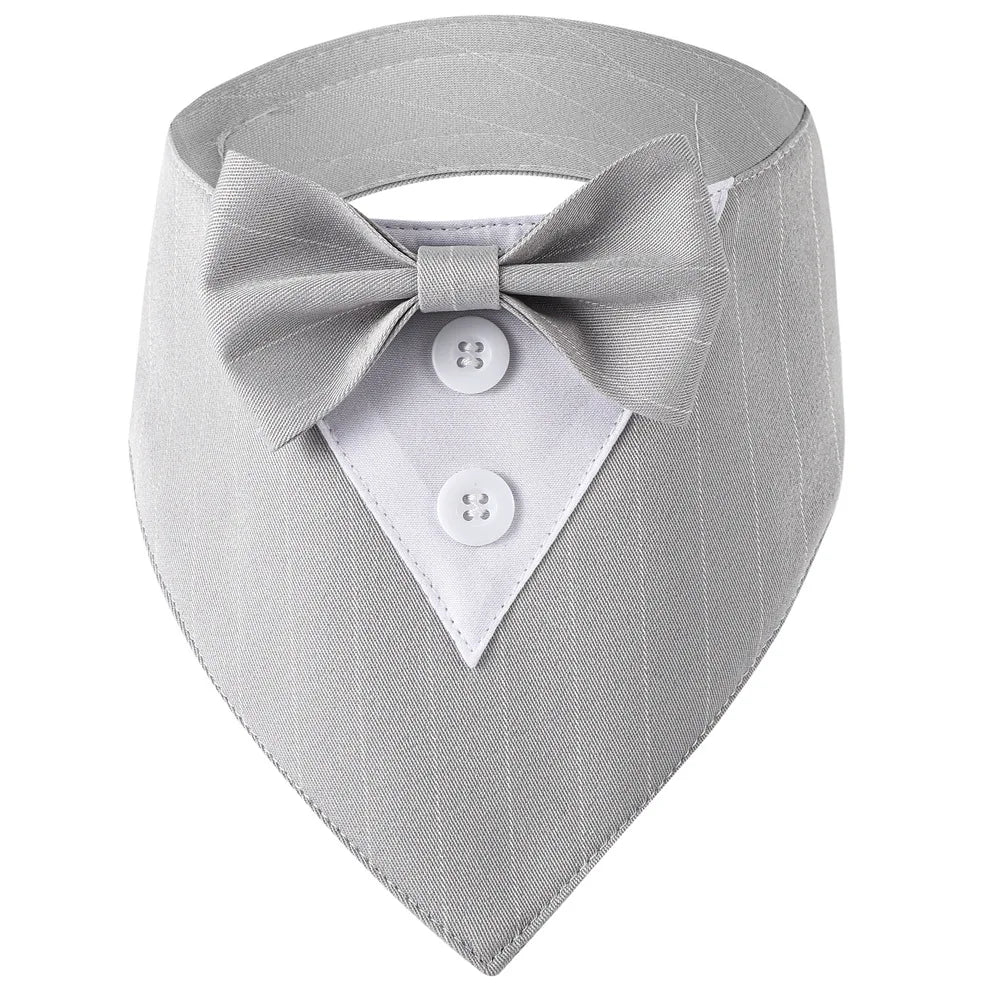 Sucado Handsome Wedding Pet Dog Bandana, Elegant Tuxedo Suit Scarf with Bowtie,  Luxury Formal Engagement Birthday Party Gifts
