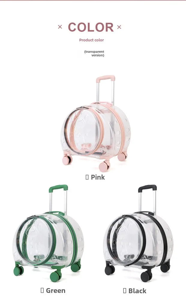 Transparent Pet Travel Carrier Portable Trolley Suitcase for Cats & Small Dogs Durable Pet Transport Case Professional Pet Cart - Play Paws Toys