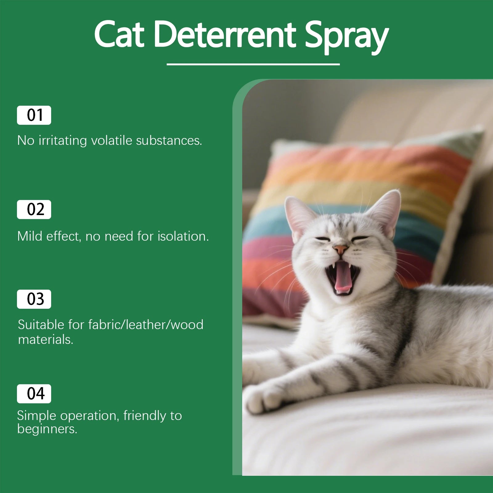 Yegbong Cat Deterrent Spray for Furniture Protection Against Scratching Couch Carpet Plants Pet Safe Training Aid for Cats 100ml