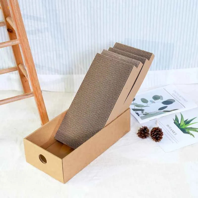 4 Pack 1 Cat Scratching Post Cardboard Box for Indoor Cats, Cat Scratching Mat Cardboard Box for Indoor Cats and Kittens