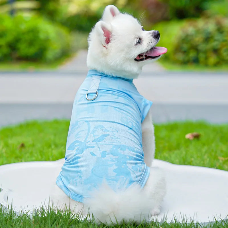 Ice Silk Fabric Dog Vest Cooling Effect Breathable Summer Lightweight Puppy Cat Pet Sleeveless Top Hot Days
