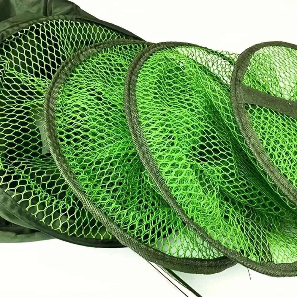 1Pcs 30x200cm Fish Cage Steel SUS Ring Nylon Mesh Fish Basket Waterproof Gluing Coating Quick Drying Live Fish Trap Net