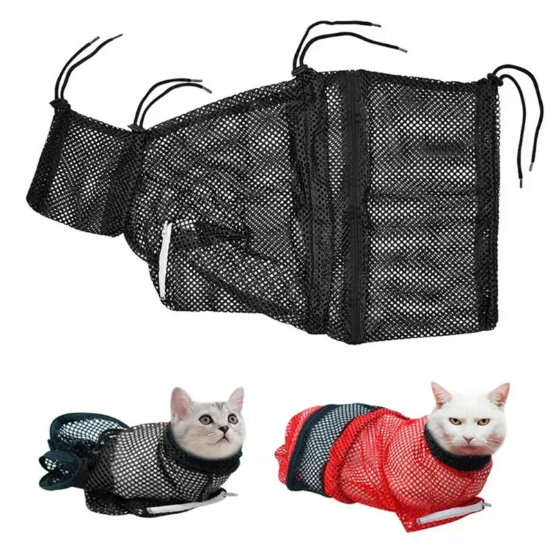 Cat Grooming Mesh Washing Bags for Pet Bathing Nail Trimming Injecting Anti Scratch Bite Restraint Anti-escape Cat Bag - Play Paws Toys