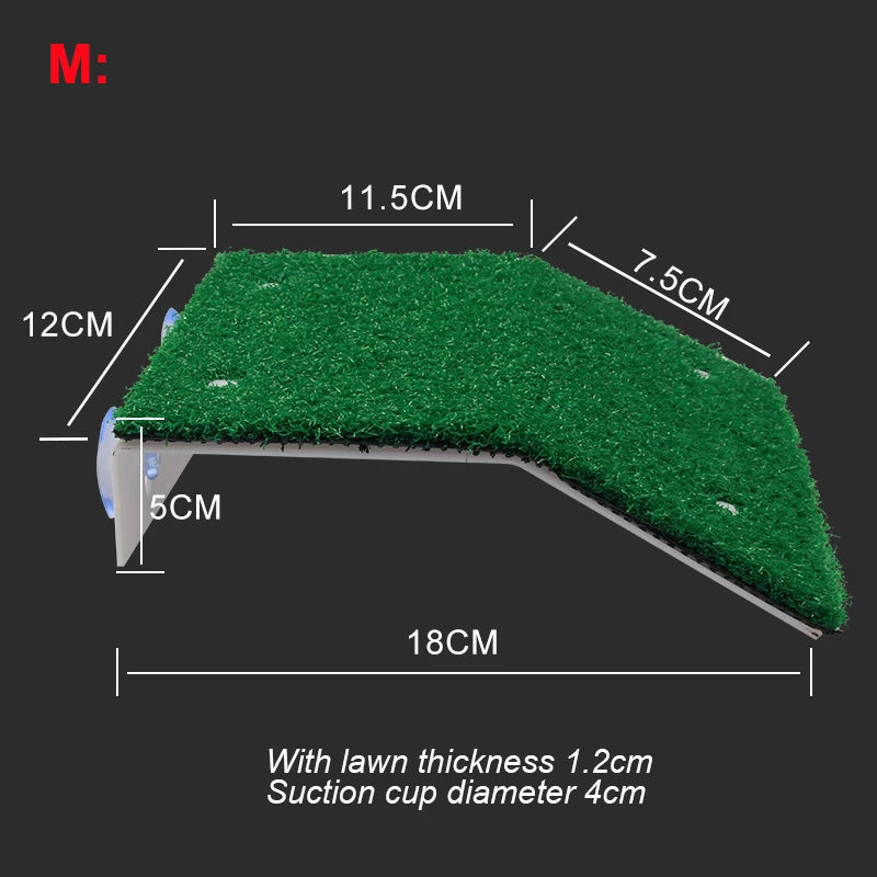 Turtle Basking Platform Turtle Habitat Simulation Lawn Ramp Turtle Dock Floating Island for Reptile Terrarium Aquarium Accessory