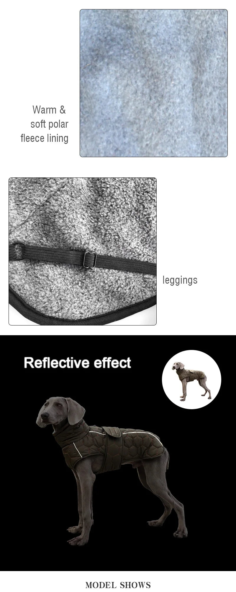Warm Turtleneck Dog Clothes Winter Thick Reflective Snowsuit Coat Pet Jacket for Large Breed Whippet Greyhound Parka Clothing