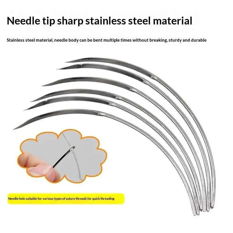 10Pcs/Bag Veterinary Suture Needle Or 1Roll SuturesPig Cattle Sheep Beast Surgical Needles Curved Trigeminal For Veterinary Team